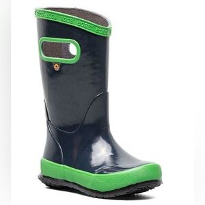 BOGS Navy and Green Rain Boots Kids Size 1
